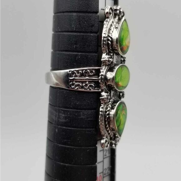 Gem-Stone-King-Men-s-925-  Raw emerald Sterling silver s925 stamped‎ size 8